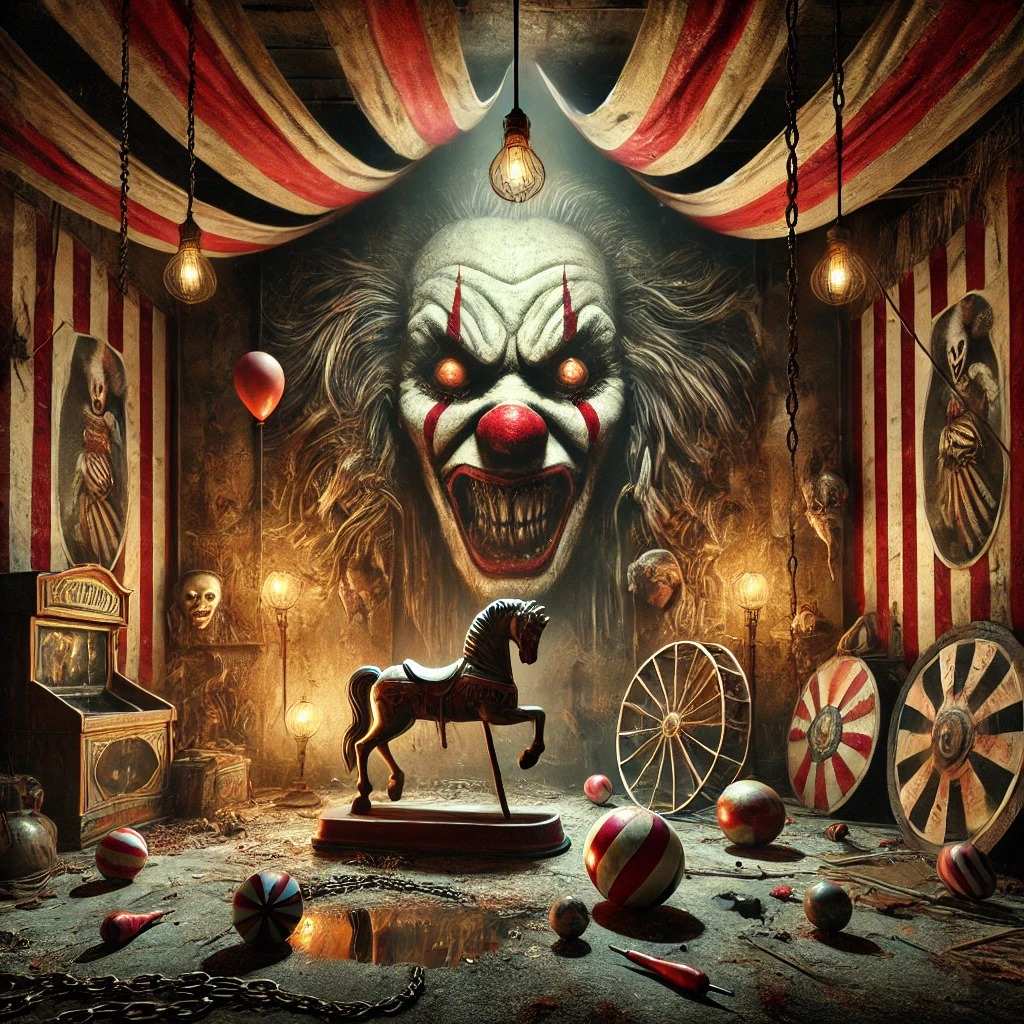 The ring of an abandoned circus with a sinister clown, the Circophobia horror quest in Chisinau